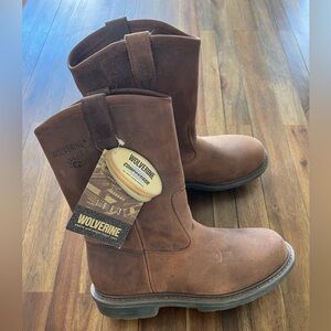 Wolverine Durashocks Brown Pull-On Leather Work Boots